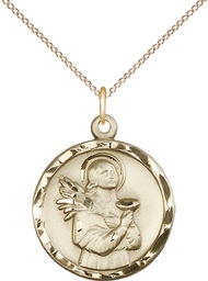 [5435GF/18GF] 14kt Gold Filled Saint Lucy Pendant on a 18 inch Gold Filled Light Curb chain