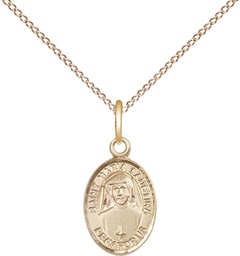 [9069GF/18GF] 14kt Gold Filled Saint Maria Faustina Pendant on a 18 inch Gold Filled Light Curb chain