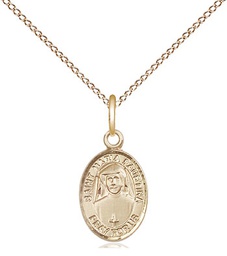 [9069GF/18GF] 14kt Gold Filled Saint Maria Faustina Pendant on a 18 inch Gold Filled Light Curb chain