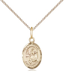 [9070GF/18GF] 14kt Gold Filled Saint Mark the Evangelist Pendant on a 18 inch Gold Filled Light Curb chain
