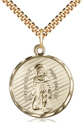 [5437GF/24G] 14kt Gold Filled Saint Perregrine Pendant on a 24 inch Gold Plate Heavy Curb chain