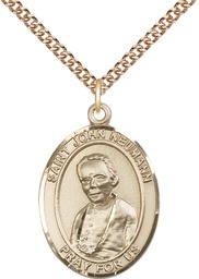 [7204GF/24GF] 14kt Gold Filled Saint John Neumann Pendant on a 24 inch Gold Filled Heavy Curb chain