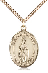 [7205GF/24GF] 14kt Gold Filled Our Lady of Fatima Pendant on a 24 inch Gold Filled Heavy Curb chain