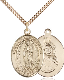 [7206GF/24GF] 14kt Gold Filled Our Lady of Guadalupe Pendant on a 24 inch Gold Filled Heavy Curb chain
