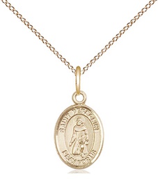[9088GF/18GF] 14kt Gold Filled Saint Peregrine Laziosi Pendant on a 18 inch Gold Filled Light Curb chain