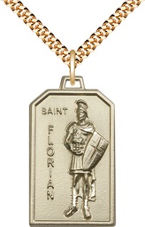[5726GF/24G] 14kt Gold Filled Saint Florian Pendant on a 24 inch Gold Plate Heavy Curb chain
