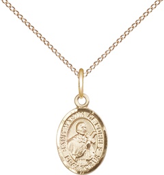 [9089GF/18GF] 14kt Gold Filled Saint Martin de Porres Pendant on a 18 inch Gold Filled Light Curb chain