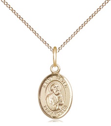 [9090GF/18GF] 14kt Gold Filled Saint Peter the Apostle Pendant on a 18 inch Gold Filled Light Curb chain