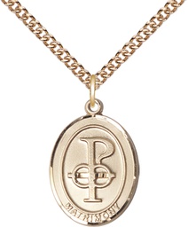 [0869GF/24GF] 14kt Gold Filled Matrimony Pendant on a 24 inch Gold Filled Heavy Curb chain