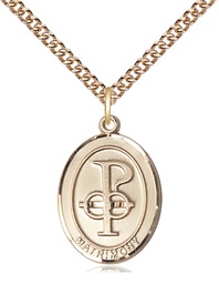 [0869GF/24GF] 14kt Gold Filled Matrimony Pendant on a 24 inch Gold Filled Heavy Curb chain