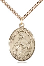 [7208GF/24GF] 14kt Gold Filled Saint Maria Goretti Pendant on a 24 inch Gold Filled Heavy Curb chain