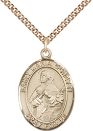 [7208GF/24GF] 14kt Gold Filled Saint Maria Goretti Pendant on a 24 inch Gold Filled Heavy Curb chain