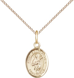 [9099GF/18GF] 14kt Gold Filled Saint Scholastica Pendant on a 18 inch Gold Filled Light Curb chain
