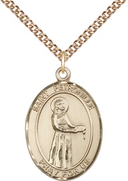 [7209GF/24GF] 14kt Gold Filled Saint Petronille Pendant on a 24 inch Gold Filled Heavy Curb chain