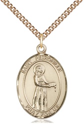 [7209GF/24GF] 14kt Gold Filled Saint Petronille Pendant on a 24 inch Gold Filled Heavy Curb chain
