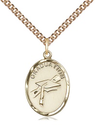 [0872GF/24GF] 14kt Gold Filled Graduation Pendant on a 24 inch Gold Filled Heavy Curb chain