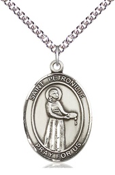 [7209SS/24SS] Sterling Silver Saint Petronille Pendant on a 24 inch Sterling Silver Heavy Curb chain