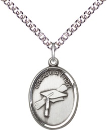 [0872SS/24SS] Sterling Silver Graduation Pendant on a 24 inch Sterling Silver Heavy Curb chain
