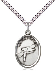 [0872SS/24SS] Sterling Silver Graduation Pendant on a 24 inch Sterling Silver Heavy Curb chain