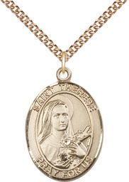 [7210GF/24GF] 14kt Gold Filled Saint Therese of Lisieux Pendant on a 24 inch Gold Filled Heavy Curb chain