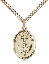 [0873GF/24GF] 14kt Gold Filled Confirmation Pendant on a 24 inch Gold Filled Heavy Curb chain