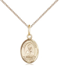 [9105GF/18GF] 14kt Gold Filled Saint Timothy Pendant on a 18 inch Gold Filled Light Curb chain