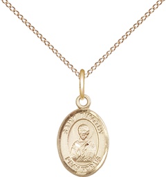 [9105GF/18GF] 14kt Gold Filled Saint Timothy Pendant on a 18 inch Gold Filled Light Curb chain