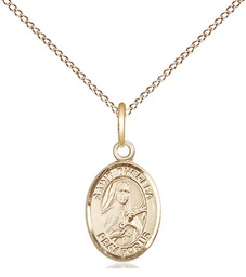 [9106GF/18GF] 14kt Gold Filled Saint Theresa Pendant on a 18 inch Gold Filled Light Curb chain