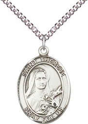 [7210SS/24SS] Sterling Silver Saint Therese of Lisieux Pendant on a 24 inch Sterling Silver Heavy Curb chain
