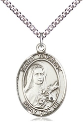 [7210SS/24SS] Sterling Silver Saint Therese of Lisieux Pendant on a 24 inch Sterling Silver Heavy Curb chain