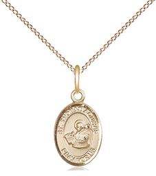 [9108GF/18GF] 14kt Gold Filled Saint Thomas Aquinas Pendant on a 18 inch Gold Filled Light Curb chain
