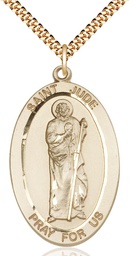 [5951GF/24G] 14kt Gold Filled Saint Jude Pendant on a 24 inch Gold Plate Heavy Curb chain