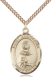 [7213GF/24GF] 14kt Gold Filled Saint Anastasia Pendant on a 24 inch Gold Filled Heavy Curb chain