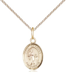 [9116GF/18GF] 14kt Gold Filled Saint Zachary Pendant on a 18 inch Gold Filled Light Curb chain