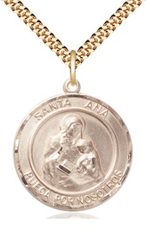 [7002RDSPGF/24G] 14kt Gold Filled Santa Ana Pendant on a 24 inch Gold Plate Heavy Curb chain