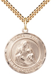 [7002RDSPGF/24G] 14kt Gold Filled Santa Ana Pendant on a 24 inch Gold Plate Heavy Curb chain