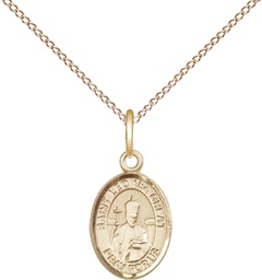 [9120GF/18GF] 14kt Gold Filled Saint Leo the Great Pendant on a 18 inch Gold Filled Light Curb chain