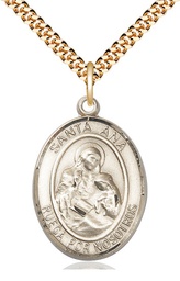 [7002SPGF/24G] 14kt Gold Filled Santa Ana Pendant on a 24 inch Gold Plate Heavy Curb chain
