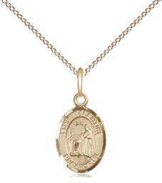 [9121GF/18GF] 14kt Gold Filled Saint Valentine of Rome Pendant on a 18 inch Gold Filled Light Curb chain