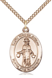 [7214SPGF/24GF] 14kt Gold Filled Nino de Atocha Pendant on a 24 inch Gold Filled Heavy Curb chain