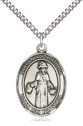 [7214SPSS/24SS] Sterling Silver Nino de Atocha Pendant on a 24 inch Sterling Silver Heavy Curb chain
