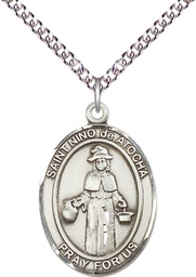 [7214SS/24SS] Sterling Silver Nino de Atocha Pendant on a 24 inch Sterling Silver Heavy Curb chain