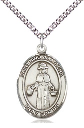 [7214SS/24SS] Sterling Silver Nino de Atocha Pendant on a 24 inch Sterling Silver Heavy Curb chain