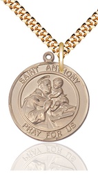 [7004RDGF/24G] 14kt Gold Filled Saint Anthony of Padua Pendant on a 24 inch Gold Plate Heavy Curb chain