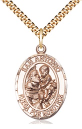 [7004SPGF/24G] 14kt Gold Filled San Antonio Pendant on a 24 inch Gold Plate Heavy Curb chain