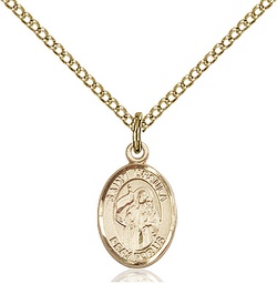 [9127GF/18GF] 14kt Gold Filled Saint Ursula Pendant on a 18 inch Gold Filled Light Curb chain