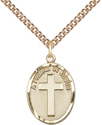 [0881GF/24GF] 14kt Gold Filled A Friend In Jesus Pendant on a 24 inch Gold Filled Heavy Curb chain