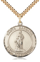 [7006RDSPGF/24G] 14kt Gold Filled Santa Barbara Pendant on a 24 inch Gold Plate Heavy Curb chain