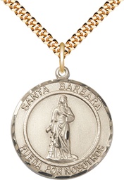 [7006RDSPGF/24G] 14kt Gold Filled Santa Barbara Pendant on a 24 inch Gold Plate Heavy Curb chain