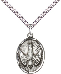 [0882SS/24SS] Sterling Silver Holy Spirit Pendant on a 24 inch Sterling Silver Heavy Curb chain